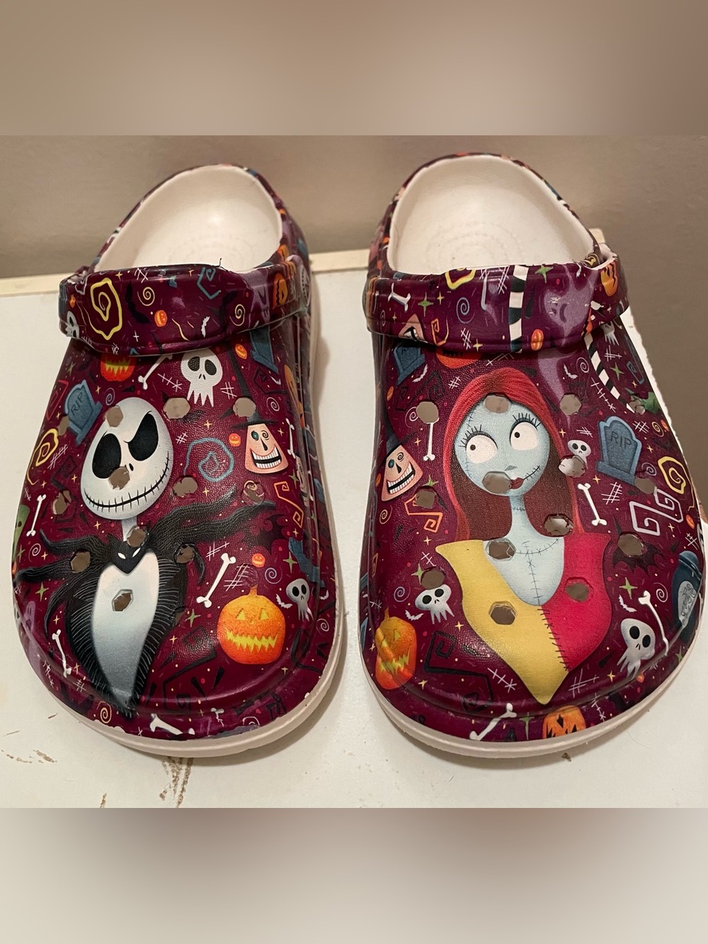 The Nightmare Before Christmas Clogs Jack Sally Halloween Shoes Sz 38-39 / US W8